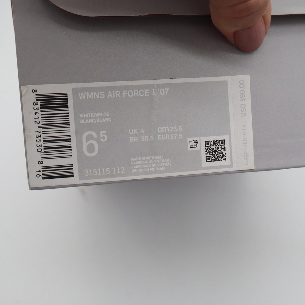 Nike Air Force 1 07 Womens 6.5 White Low Top Sneakers 315115-112 Triple White - Picture 12 of 14